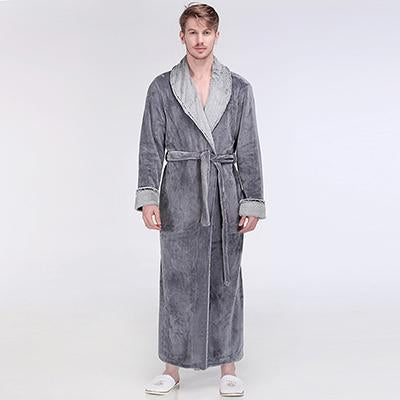 Men Winter Extra Long Thick Thermal Bathrobe Mens Luxury Flannel Warm Kimono Bath Robe Women Sexy Fur Robes Male Soft Nightgown