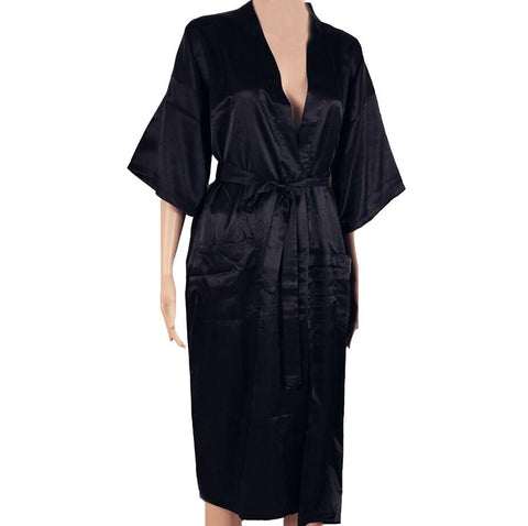 Sexy New Black Men Silk Long Kimono Robe Gown Solid Color Sleepwear Summer Casual Nightgown Plus Size S M L XL XXL XXXL S0026