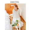Autumn White Sexy Long Sleeve Sleep Lounge Sleepwear Female Home Dress Lace Princess Vintage Nightgown Women Sleeping Dress #L19