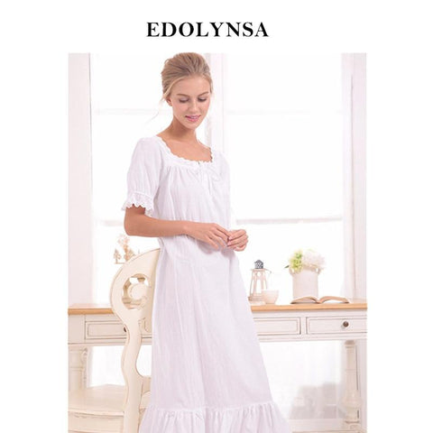 New Arrival Vintage Nightgowns Sleepshirts Elegant Lady Dresses Princess Sleepwear Print Home Dress Lace Sleep & Lounge #H119