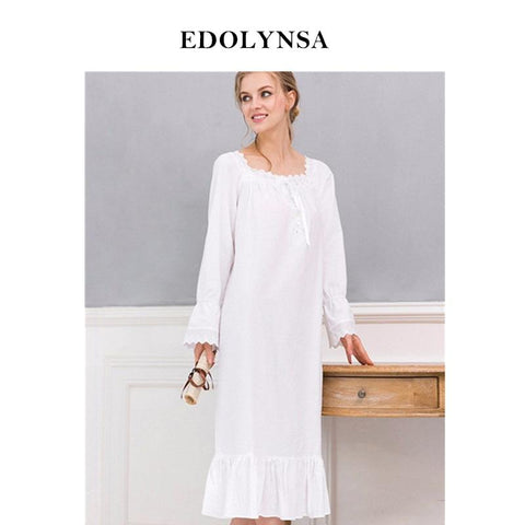 New Arrivals Vintage Nightgowns Sleepshirts Elegant Home Dress Lace Sleepwear Women Sleep & Lounge Soft Cotton Nightgown #H120