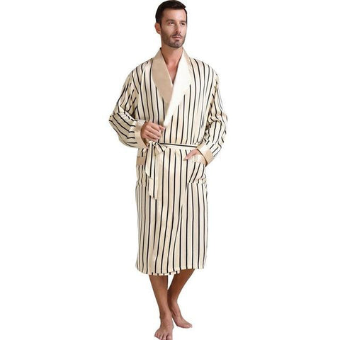 Mens Silk Satin Pajamas Pajama Pyjamas Sleepwear Robe Robes Nightgown  Loungewear  U.S.S  M  L XL 2XL 3XL Plus  Striped_ Gifts