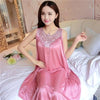 2018 Summer Nightgown sexy sleeveless Night dress women Plus size XXXXL Lace and silk Nightgowns sleepwear sleepshirt nightdress