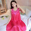2018 Summer Nightgown sexy sleeveless Night dress women Plus size XXXXL Lace and silk Nightgowns sleepwear sleepshirt nightdress