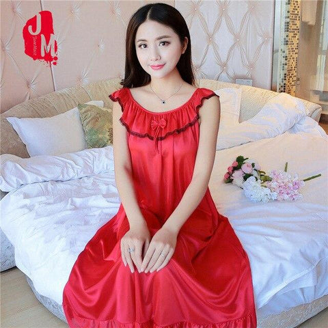 2018 Summer Nightgown sexy sleeveless Night dress women Plus size XXXXL Lace and silk Nightgowns sleepwear sleepshirt nightdress