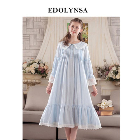 New Arrivals Vintage Nightgowns Sleepshirts Elegant Home Dress Lace Sleepwear Women Sleep & Lounge Soft Cotton Nightgown #H183