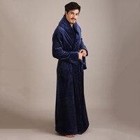 Men's Long Robe Microfiber  Flannel  Fleece Flannel Floor- Length Plus Size Bathrobe  Robes Sleepwear Loungewear Nightgown