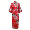 White Chinese Female Sexy V-neck Robes Rayon Silk Sleepwear Long Printed Nightgown Wedding Bride Robe Plus Size S To XXXL NR026