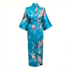 White Chinese Female Sexy V-neck Robes Rayon Silk Sleepwear Long Printed Nightgown Wedding Bride Robe Plus Size S To XXXL NR026