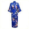 White Chinese Female Sexy V-neck Robes Rayon Silk Sleepwear Long Printed Nightgown Wedding Bride Robe Plus Size S To XXXL NR026