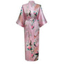 White Chinese Female Sexy V-neck Robes Rayon Silk Sleepwear Long Printed Nightgown Wedding Bride Robe Plus Size S To XXXL NR026