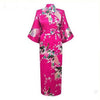 White Chinese Female Sexy V-neck Robes Rayon Silk Sleepwear Long Printed Nightgown Wedding Bride Robe Plus Size S To XXXL NR026