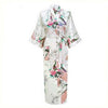 White Chinese Female Sexy V-neck Robes Rayon Silk Sleepwear Long Printed Nightgown Wedding Bride Robe Plus Size S To XXXL NR026