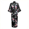 White Chinese Female Sexy V-neck Robes Rayon Silk Sleepwear Long Printed Nightgown Wedding Bride Robe Plus Size S To XXXL NR026
