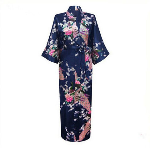 White Chinese Female Sexy V-neck Robes Rayon Silk Sleepwear Long Printed Nightgown Wedding Bride Robe Plus Size S To XXXL NR026