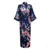 White Chinese Female Sexy V-neck Robes Rayon Silk Sleepwear Long Printed Nightgown Wedding Bride Robe Plus Size S To XXXL NR026
