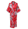 White Chinese Female Sexy V-neck Robes Rayon Silk Sleepwear Long Printed Nightgown Wedding Bride Robe Plus Size S To XXXL NR026