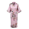 White Chinese Female Sexy V-neck Robes Rayon Silk Sleepwear Long Printed Nightgown Wedding Bride Robe Plus Size S To XXXL NR026