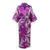 White Chinese Female Sexy V-neck Robes Rayon Silk Sleepwear Long Printed Nightgown Wedding Bride Robe Plus Size S To XXXL NR026