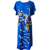 Royal Blue Butterfly Women's Cotton Robe Summer Casual Home Dress Gown V-Neck Nightgown Sleepwear Long Bathrobe One Size WR082