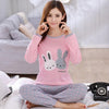 Autumn New Cotton Printing Lapel Top + Long Pant 2 Piece Sets Pajamas Set For Women Cute Sleepwear Girls Pyjama M L XL XXL XXXL