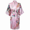Brand New Green Long Robe Satin Rayon Bathrobe Nightgown For Women Kimono Sleepwear Flower Plus Size S M L XL XXL XXXL A-112