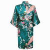 Brand New Green Long Robe Satin Rayon Bathrobe Nightgown For Women Kimono Sleepwear Flower Plus Size S M L XL XXL XXXL A-112