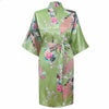 Brand New Green Long Robe Satin Rayon Bathrobe Nightgown For Women Kimono Sleepwear Flower Plus Size S M L XL XXL XXXL A-112