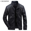 CARANFIER Mens Leather Jackets Autumn Winter PU Coat Men Plus Velvet Outerwear Biker Motorcycle Male Classic Black Jacket M-5XL