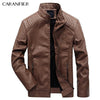 CARANFIER Mens Leather Jackets Autumn Winter PU Coat Men Plus Velvet Outerwear Biker Motorcycle Male Classic Black Jacket M-5XL