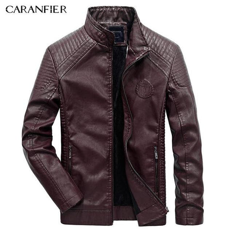 CARANFIER Mens Leather Jackets Autumn Winter PU Coat Men Plus Velvet Outerwear Biker Motorcycle Male Classic Black Jacket M-5XL