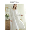 Autumn Nightgown Vintage Princess Nightdress White Long Sleeve Home Wear Night Robe Dress Cotton Sleepwear Women Nightwear H710