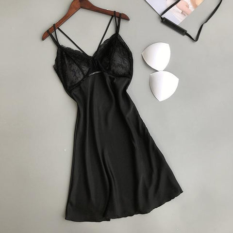 Sexy Lace Women Nightgown Ladies Lingerie Dress Sleepwear Nightwear Satin Night Dress Night Skirt Nighties for Women Sleepshirts