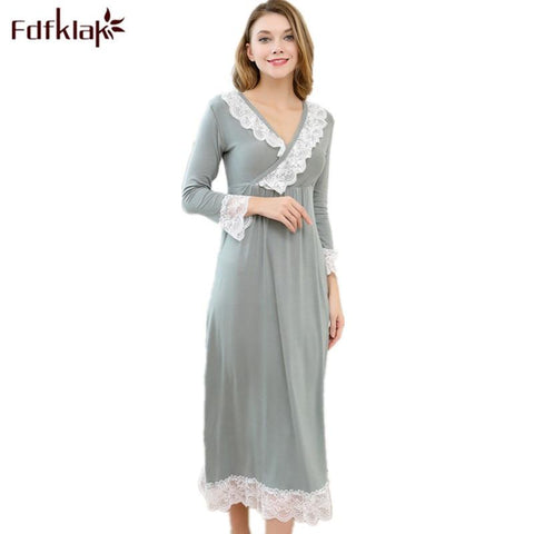 Fdfklak Sexy Sleepwear Nighties For Women Sleeping Dress Cotton Princess Nightgown Night Wear Long Nightgown Plus Size M-XXL