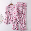 Korea Cute cartoon 100% cotton pyjamas women pajamas sets autumn 100% Brushed cotton winter warm women sleepwear pijamas mujer