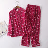 Korea Cute cartoon 100% cotton pyjamas women pajamas sets autumn 100% Brushed cotton winter warm women sleepwear pijamas mujer