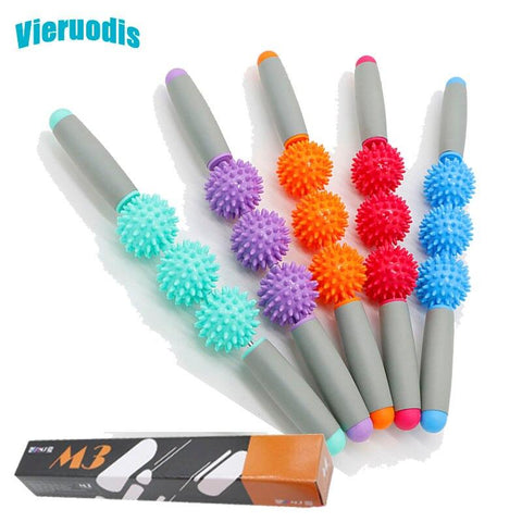 Spiky Massage ball in 18 inches and 21 inches with soft foam handle for Muscle body back leg Massage Relax Tool medicine ball