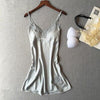 Fiklyc brand women's lace hollow out sexy nightgowns and sleepshirts high grade bra padded nightwear satin mini nightdress HOT