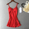 Fiklyc brand women's lace hollow out sexy nightgowns and sleepshirts high grade bra padded nightwear satin mini nightdress HOT