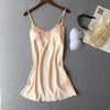 Fiklyc brand women's lace hollow out sexy nightgowns and sleepshirts high grade bra padded nightwear satin mini nightdress HOT