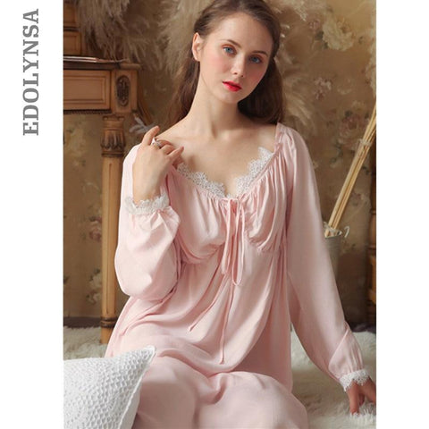 Long White Cotton Sexy V Neck Sleep Wear Night Shirt Home Dress Vintage Nightgown Princess Sleepwear 2019 Ladies Nightdress T350