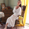 Long White Cotton Sexy V Neck Sleep Wear Night Shirt Home Dress Vintage Nightgown Princess Sleepwear 2019 Ladies Nightdress T350