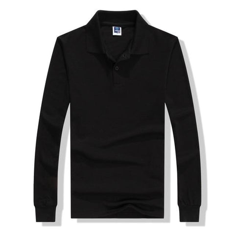 2018 Autumn Breathable Cotton Slim Polo Shirts Men Long Sleeve Camiseta Fashion Collar Fitness Solid Male Embroidery print logo