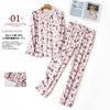 Korea Cute cartoon 100% cotton pyjamas women pajamas sets autumn 100% Brushed cotton winter warm women sleepwear pijamas mujer