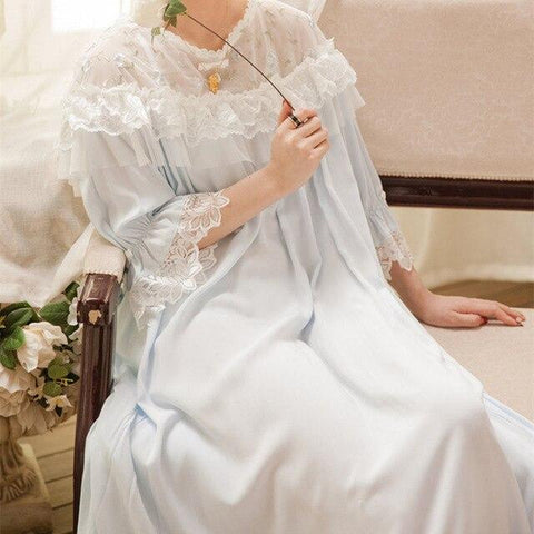 Nightgowns Sleepshirts Sweet Home Dress Sleep Lounge Long Nightdress Lace Sleepwear Vintage Nightgown Female Sleep Lounge #L127