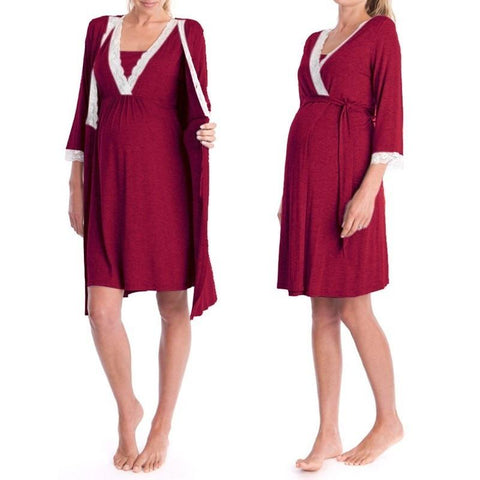 Pregnancy&maternity Pajamas Sleepwear Nursing Pregnant Pajamas Breastfeeding Nightgown Elegant Maternity Nursing Clothes Dress