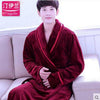 Flannel Hooded Bathrobe Men Kimono Hombre Solid Bath Robes Male Nightgown Long Sleeve Sleepwear Pajamas Lounge Homewear Men