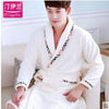 Flannel Hooded Bathrobe Men Kimono Hombre Solid Bath Robes Male Nightgown Long Sleeve Sleepwear Pajamas Lounge Homewear Men