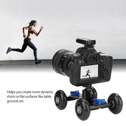 Universal 4 Wheel Desktop Vedio Rail Track Slider Dolly Car for DSLR Camera Camcorder Sport Action Camera