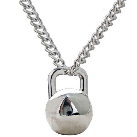 MDNEN Kettlebell Pendant Necklace Black Stainless Steel Chain Weight Lifting Fitness Hippie Power Necklace Men Workout Jewelry